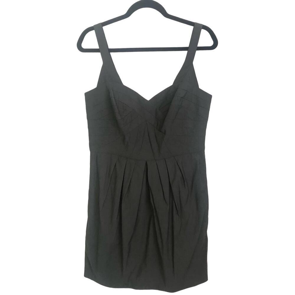 NWT BCBGeneration Swirl Bust Dress Gray Pleated Sweetheart Tank Dress Size 12